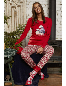 Italian Fashion Dámske bavlnené pyžamo Arctica červené, Farba červená