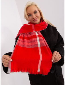 Fashionhunters Red-gray women's scarf with fringe