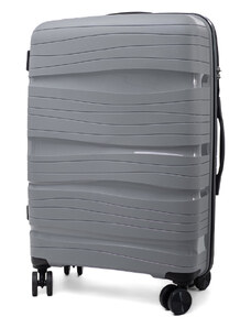 Rogal Sivý prémiový plastový kufor "Royal" s TSA zámkom - veľ. L