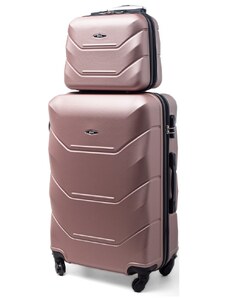 Rogal Zlato-ružová sada 2 luxusných plastových kufrov "Luxury" - veľ. M, L