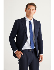 ALTINYILDIZ CLASSICS Men's Navy Blue Extra Slim Fit Slim Fit Swallow Collar Suit.