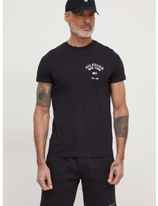 Bavlnené tričko Tommy Hilfiger pánsky, čierna farba, s potlačou, MW0MW33689