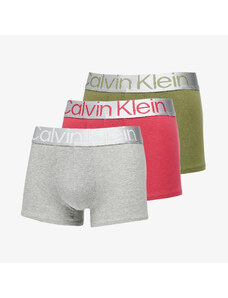 Boxerky Calvin Klein Reconsidered Steel Cotton Trunk 3-Pack Olive Branch/ Grey Heather/ Red Bud