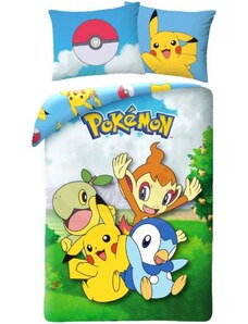 Halantex Obojstranné posteľné obliečky Pokémoni - motív Priatelia - 100% bavlna - 70 x 90 cm + 140 x 200 cm