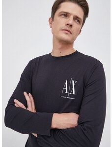 Bavlnené tričko s dlhým rukávom Armani Exchange tmavomodrá farba, s potlačou, 8NZTPL ZJH4Z NOS
