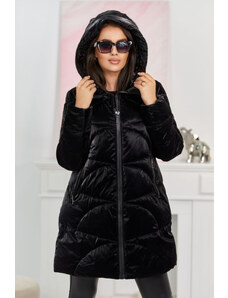 K-Fashion Lesklá prešívaná bunda s veľkými zipsami čierny