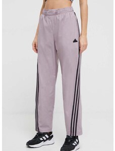 Nohavice adidas dámske, fialová farba, vzorované, IS3655