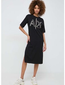Bavlnené šaty Armani Exchange čierna farba, mini, rovný strih, 3DYA70 YJ3RZ