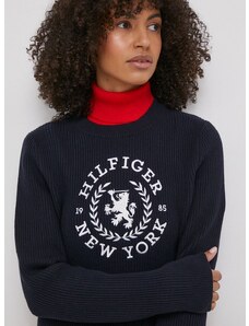 Bavlnený sveter Tommy Hilfiger tmavomodrá farba,teplý,WW0WW41146