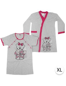 Materská košeľa so županom MACÍK, XL, ružovo-sivá, Vienetta Secret
