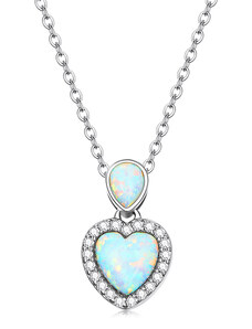 Ligot Strieborný náhrdelník opálové srdce