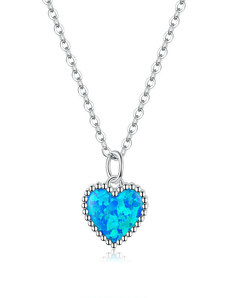 Ligot Strieborný náhrdelník modré srdce