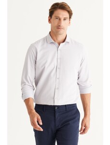 AC&Co / Altınyıldız Classics Men's Gray Slim Fit Slim Fit Italian Collar Dobby Shirt.