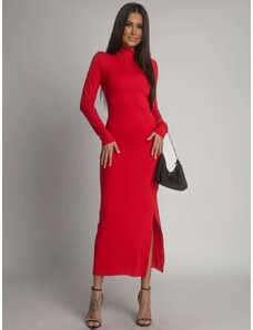 FASARDI Plain dress with long sleeves and red turtleneck