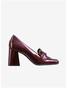 Burgundy women's leather patent leather pumps with heels Högl Julie - Women
