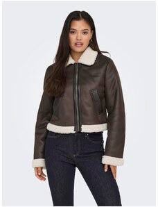 Women's Dark Brown Faux Leather Jacket ONLY Betty - Women