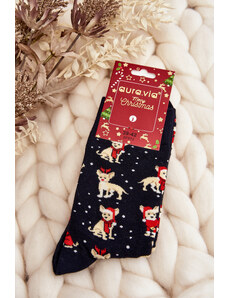 Kesi Men's Christmas Cotton Socks with Reindeer, Black