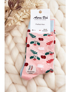 Kesi Men's mismatched socks, strawberry pink