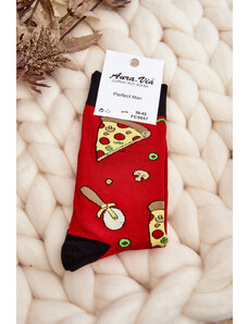 Kesi Men's socks with red pizza patterns