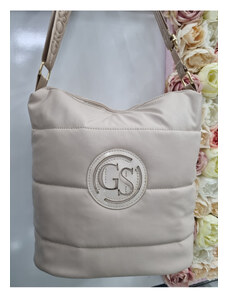 Katrin's Fashion Štýlová béžová kabelka cez plece Grosso