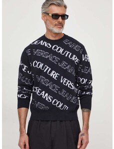 Sveter Versace Jeans Couture pánsky, čierna farba, tenký, 76GAFM50 CMN35