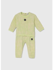 Detská tepláková súprava Calvin Klein Jeans zelená farba