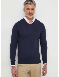 Bavlnený sveter Tommy Hilfiger tmavomodrá farba,tenký,MW0MW32022