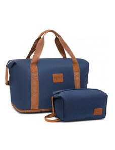 KONO Cestovná taška - rozšíriteľná, vodeodolná s kozmetickou taštičkou, modrohnedá