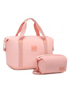 KONO Cestovná taška - rozšíriteľná, vodeodolná s kozmetickou taštičkou, ružová