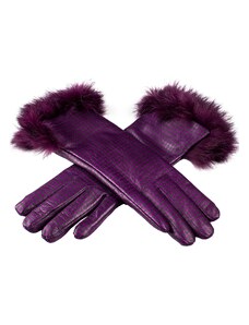 BOHEMIA GLOVES Limitovaná kolekcia dámskych fialových rukavíc s kožušinou