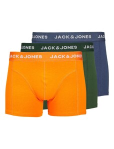 JACK & JONES Boxerky 'Kex' tmavomodrá / tmavozelená / oranžová / biela