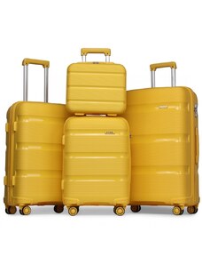 Set kufrov - KONO pastelový 4set s kozmetickým kufríkom, žltý