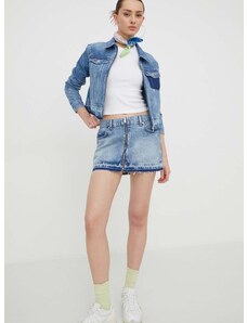 Rifľová sukňa Tommy Jeans mini, puzdrová, DW0DW17048