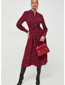 Šaty Karl Lagerfeld červená farba, midi, áčkový strih