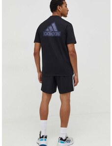 Bavlnené tričko adidas pánske, čierna farba, s nášivkou, IN6229