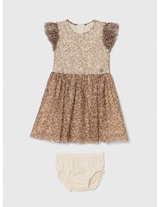 Dievčenské šaty Guess hnedá farba, mini, áčkový strih