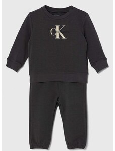 Detská tepláková súprava Calvin Klein Jeans šedá farba