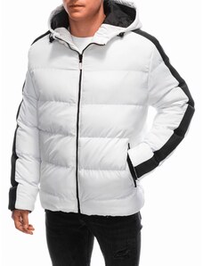 EDOTI Men's quilted winter jacket - white V5 EM-JAHP-0101