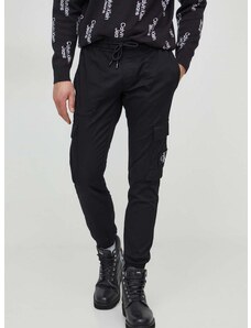 Nohavice Calvin Klein Jeans pánske,čierna farba,strih cargo,J30J324696