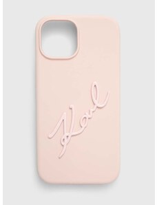 Puzdro na mobil Karl Lagerfeld iPhone 15 / 14 / 13 6.1'' ružová farba