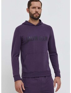 Mikina s kapucňou Calvin Klein Underwear fialová farba, s kapucňou, s potlačou