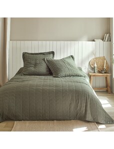 Blancheporte Jednofarebná prešívaná prikrývka na posteľ s geometrickým dizajnom khaki 180