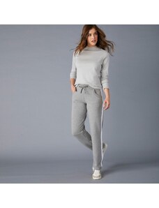Blancheporte Športové dvojfarebné nohavice sivý melír/biela 036