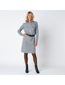 Blancheporte Pulóvrové šaty so stojačikom na zips, mohérové na dotyk sivý melír 054