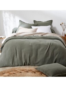 Blancheporte Jednofarebná posteľná bielizeň z ľanu v zapratej úprave zelená 090