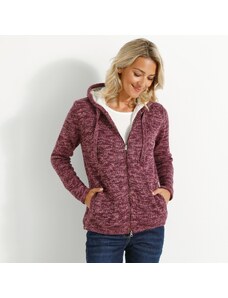 Blancheporte Striekaný sveter na zips, so syntetickou kožušinou purpurový melír 054