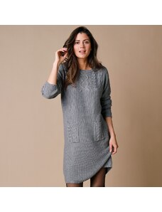 Blancheporte Pulóvrové šaty s vrkočovým vzorom sivá 052