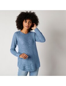 Blancheporte Rozšírený pulóver s hladkým pleteným vzorom modrosivá 040