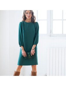 Blancheporte Rovné jednofarebné šaty so 7/8 rukávmi zelená 058
