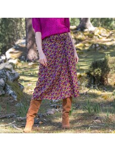 Blancheporte Dlhá nariasená sukňa s potlačou kvetín čierna/purpurová 046